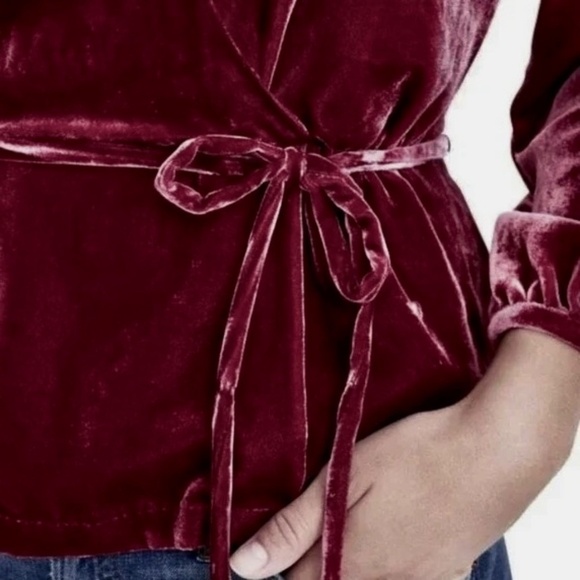 J. CREW Faux-Wrap Top in Drapey Velvet Belted Peplum Blouse Holidays Party 4 - Picture 6 of 16